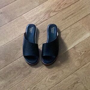 Franco Sarto Black Mules with Platform Sole